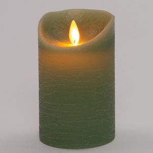 Anna’s Collection LED Rustiek wax stompkaars Jade groen - Ø 7,5 x H 12,5 cm - afbeelding 2