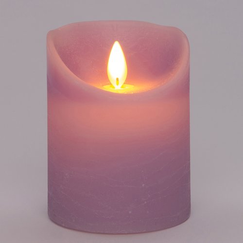 Anna’s Collection LED rustiek wax stompkaars lila - Ø 7,5 x H 10 cm - afbeelding 2