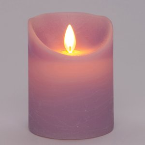 Anna’s Collection LED rustiek wax stompkaars lila - Ø 7,5 x H 10 cm - afbeelding 2