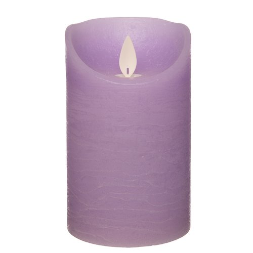 Anna’s Collection LED rustiek wax stompkaars lila - Ø 7,5 x H 12,5 cm - afbeelding 1