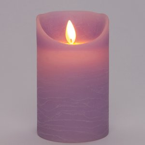 Anna’s Collection LED rustiek wax stompkaars lila - Ø 7,5 x H 12,5 cm - afbeelding 2
