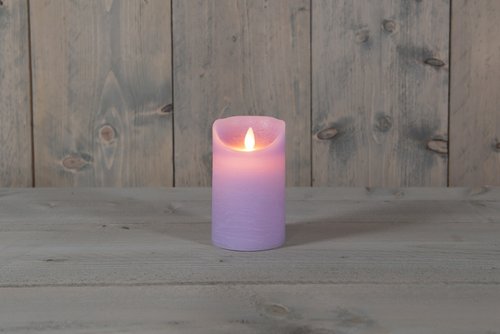 Anna’s Collection LED rustiek wax stompkaars lila - Ø 7,5 x H 12,5 cm - afbeelding 3