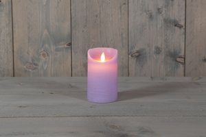 Anna’s Collection LED rustiek wax stompkaars lila - Ø 7,5 x H 12,5 cm - afbeelding 3