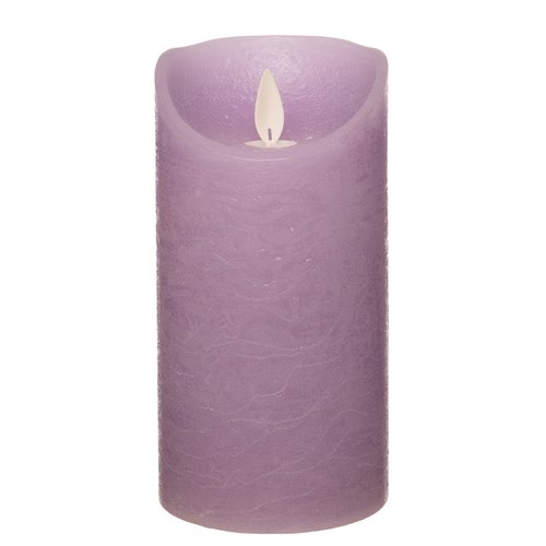 Anna’s Collection LED rustiek wax stompkaars lila - Ø 7,5 x H 15 cm - afbeelding 1