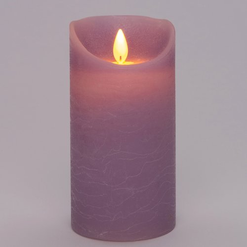 Anna’s Collection LED rustiek wax stompkaars lila - Ø 7,5 x H 15 cm - afbeelding 2