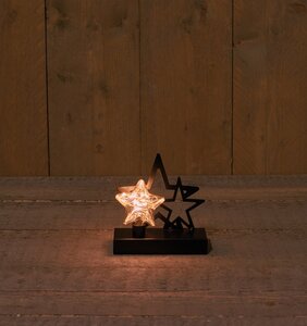 Anna's Collection LED-ster glas op metalen voet - B15xD6xH15,5cm - afbeelding 2