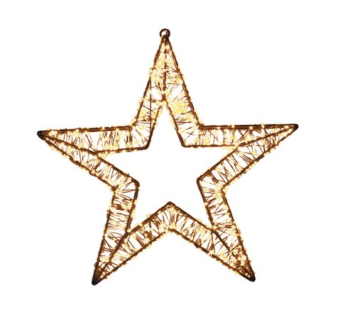Anna's Collection LED-ster hangend metaal classic warm - 800 lampjes - flashfunctie - B 36 x D 3 cm