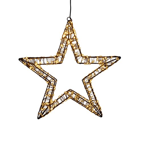 Anna's Collection LED-ster hangend metaal zwart - classic warm - 800 lampjes - B 36 x D 3 cm