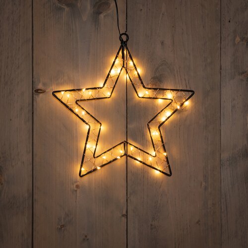 Anna's Collection LED-ster hangend zwart - classic warm - 40 lampjes - 30,5 x 30 cm - afbeelding 2