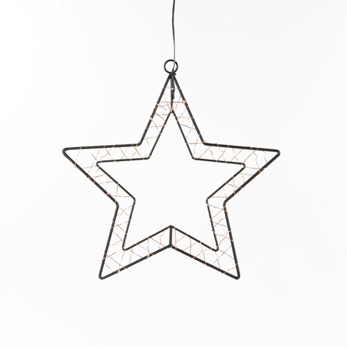 Anna's Collection LED-ster hangend zwart - classic warm - 40 lampjes - 30,5 x 30 cm
