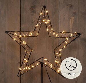 Anna's Collection LED-ster op steker zwart - classic warm - 50 lampjes - B 31,5 x H 100 cm - afbeelding 2