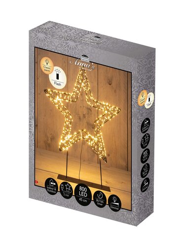 Anna's Collection LED-ster op voet metaal classic warm - 800 lampjes - flashfunctie - B 36 x D 3 cm - afbeelding 2