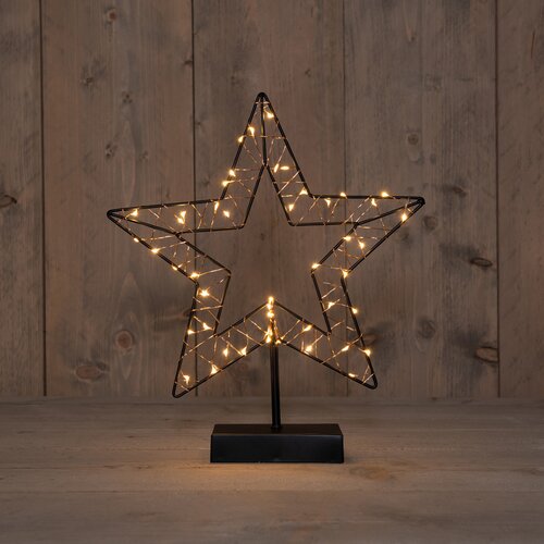Anna's Collection LED-ster op voet zwart - classic warm - 50 lampjes - B 29,5 x H 34,5 cm - afbeelding 2