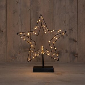 Anna's Collection LED-ster op voet zwart - classic warm - 50 lampjes - B 29,5 x H 34,5 cm - afbeelding 2