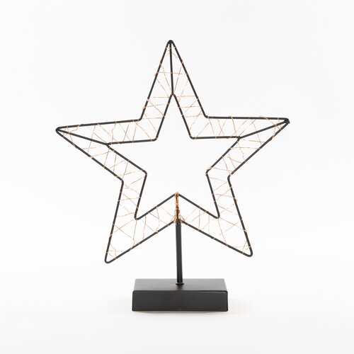 Anna's Collection LED-ster op voet zwart - classic warm - 50 lampjes - B 29,5 x H 34,5 cm