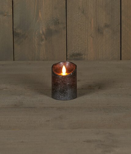 Anna's Collection LED-stompkaars bewegende vlam - D7,5xH10cm Antraciet - afbeelding 3