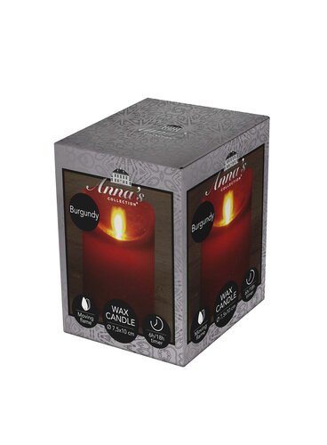 Anna's Collection LED-stompkaars bewegende vlam - D7,5xH10cm Bordeaux - afbeelding 2