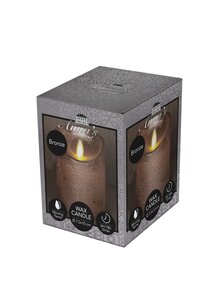 Anna's Collection LED-stompkaars bewegende vlam - D7,5xH10cm Brons - afbeelding 2