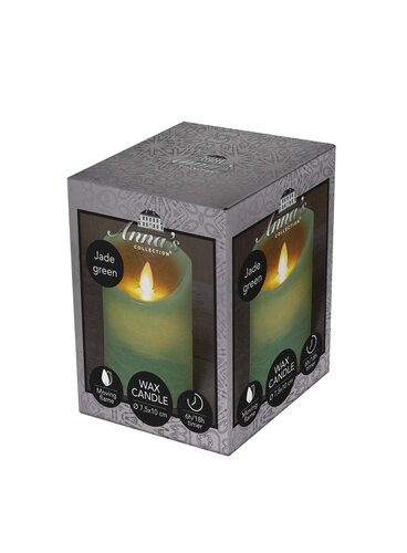 Anna's Collection LED-stompkaars bewegende vlam - D7,5xH10cm Jade - afbeelding 2