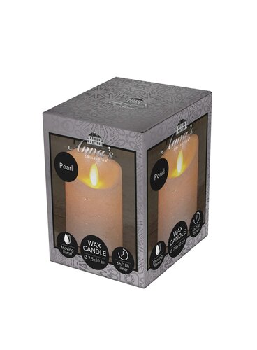 Anna's Collection LED-stompkaars bewegende vlam - D7,5xH10cm Parel - afbeelding 2
