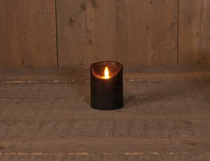 Anna's Collection LED-stompkaars bewegende vlam - D7,5xH10cm Zwart - afbeelding 3
