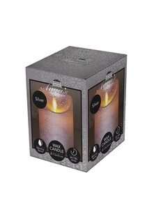 Anna's Collection LED-stompkaars bewegende vlam - D7,5xH10cm Zilver - afbeelding 2