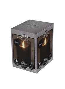 Anna's Collection LED-stompkaars bewegende vlam - D7,5xH10cm Zwart - afbeelding 2
