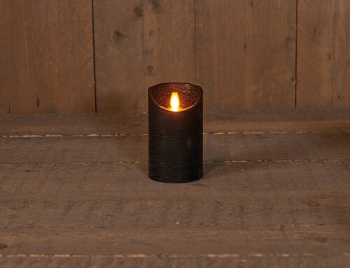 Anna's Collection LED-stompkaars bewegende vlam - D7,5xH12,5cm Zwart - afbeelding 3