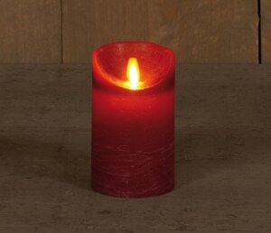 Anna's Collection LED-stompkaars bewegende vlam - D7,5xH12,5cm Bordeaux - afbeelding 3