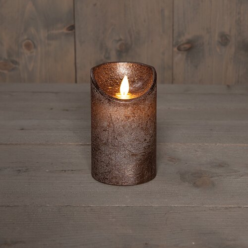 Anna's Collection LED-stompkaars bewegende vlam - D7,5xH12,5cm Brons - afbeelding 3