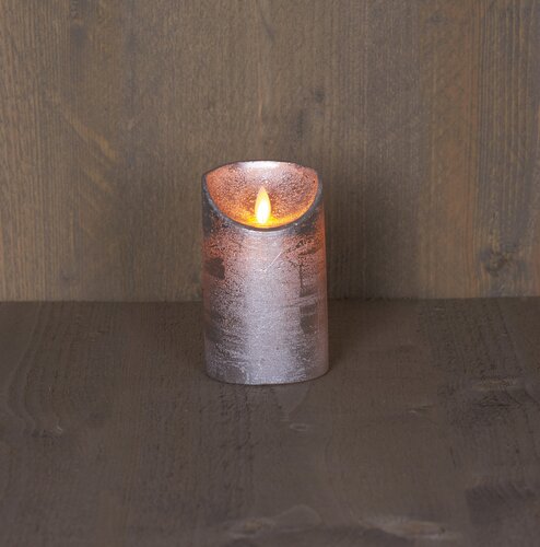 Anna's Collection LED-stompkaars bewegende vlam - D7,5xH12,5cm Zilver - afbeelding 3