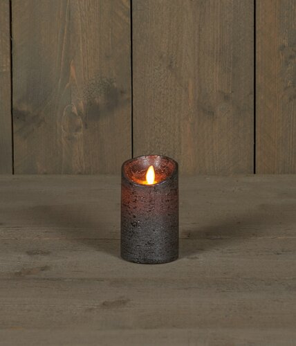 Anna's Collection LED-stompkaars bewegende vlam - D7,5xH12,5cm Antraciet - afbeelding 3