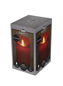 Anna's Collection LED-stompkaars bewegende vlam - D7,5xH12,5cm Bordeaux - afbeelding 2