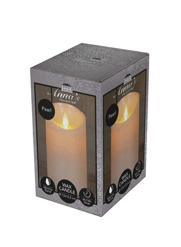 Anna's Collection LED-stompkaars bewegende vlam - D7,5xH12,5cm Parel - afbeelding 2