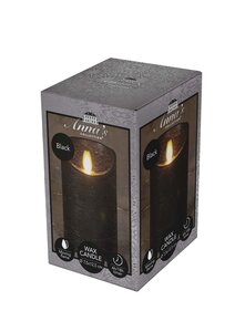 Anna's Collection LED-stompkaars bewegende vlam - D7,5xH12,5cm Zwart - afbeelding 2