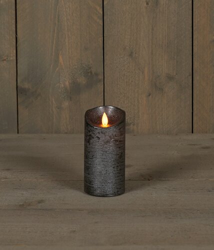 Anna's Collection LED-stompkaars bewegende vlam - D7,5xH15cm Antraciet - afbeelding 3