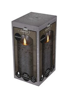 Anna's Collection LED-stompkaars bewegende vlam - D7,5xH15cm Antraciet - afbeelding 2