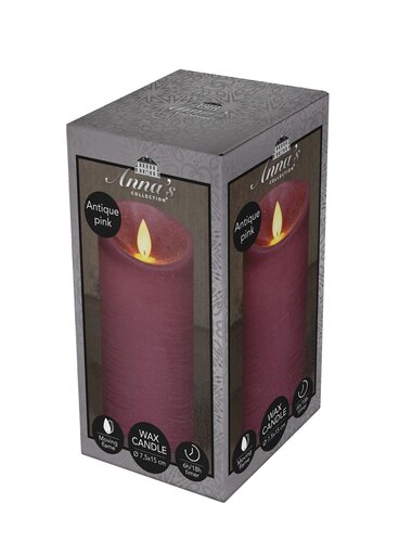 Anna's Collection LED-stompkaars bewegende vlam - D7,5xH15cm Antiek roze - afbeelding 2