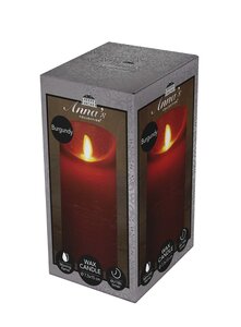 Anna's Collection LED-stompkaars bewegende vlam - D7,5xH15cm Bordeaux - afbeelding 2