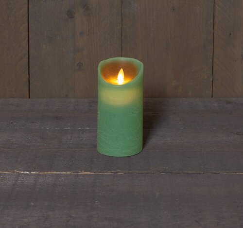 Anna's Collection LED-stompkaars bewegende vlam - D7,5xH15cm Jade - afbeelding 3