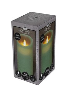 Anna's Collection LED-stompkaars bewegende vlam - D7,5xH15cm Jade - afbeelding 2