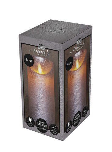 Anna's Collection LED-stompkaars bewegende vlam - D7,5xH15cm Zilver - afbeelding 2
