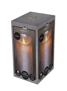 Anna's Collection LED-stompkaars bewegende vlam - D7,5xH15cm Zilver - afbeelding 2