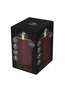 Anna's Collection LED-stompkaars oplaadbaar - D7,5xH10cm Bordeaux - afbeelding 2
