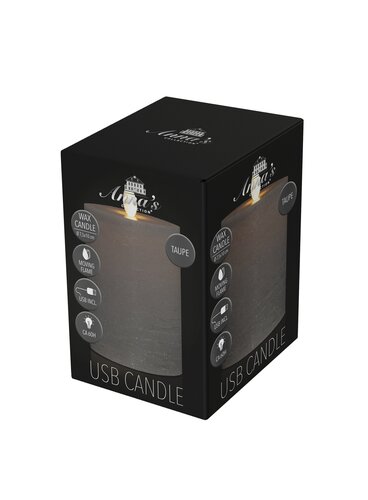 Anna's Collection LED-stompkaars oplaadbaar - D7,5xH10cm Taupe - afbeelding 2