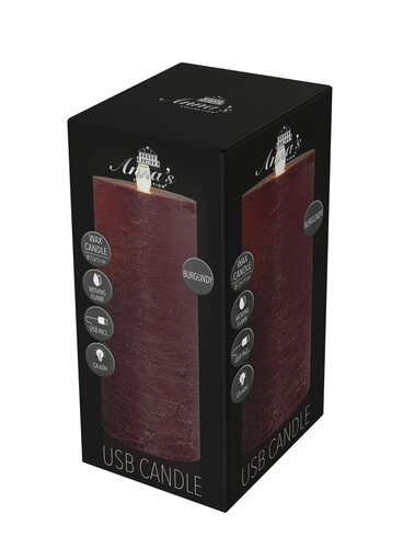 Anna's Collection LED-stompkaars oplaadbaar - D7,5xH15cm Bordeaux - afbeelding 2