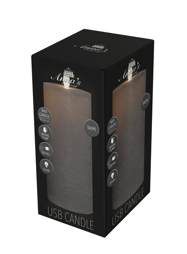 Anna's Collection LED-stompkaars oplaadbaar - D7,5xH15cm Taupe - afbeelding 2