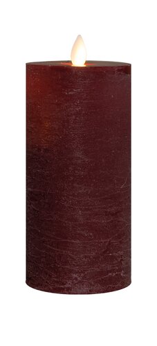 Anna's Collection LED-stompkaars oplaadbaar rustiek met bewegende vlam bordeaux - H 15 x Ø 7,5 cm
