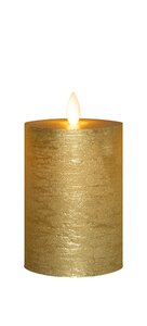 Anna's Collection LED-stompkaars oplaadbaar rustiek met bewegende vlam goud - H 10 x Ø 7,5 cm - afbeelding 1