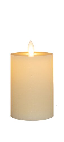 Anna's Collection LED-stompkaars oplaadbaar rustiek met bewegende vlam ivoor - H 10 x Ø 7,5 cm